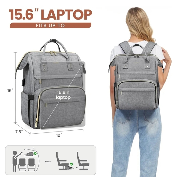 Lovevook Grey 15.6 Laptop bag with charging port - Picture 14 of 14